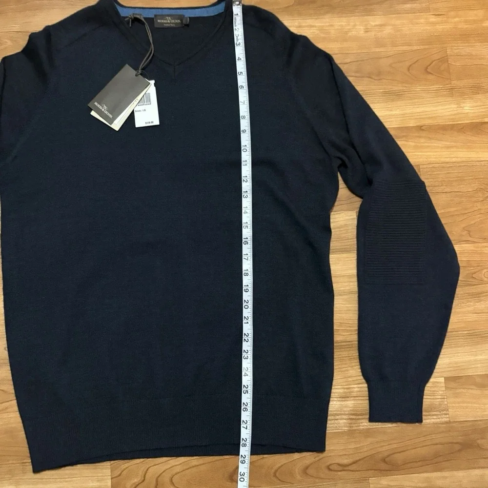Rodd & Gunn Men Italian Yarn 100% Fine Merino Wool Sweater Navy Blue Large FLAW